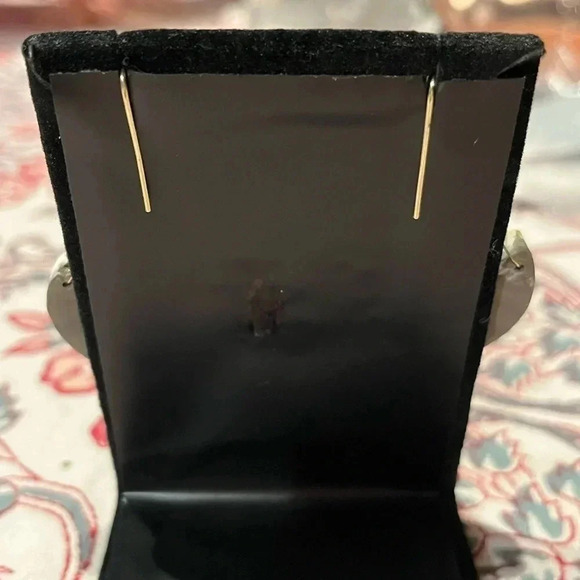 Gold and Cream Moon Shaped dangle earrings 14K gold filled Wire - Picture 4 of 7